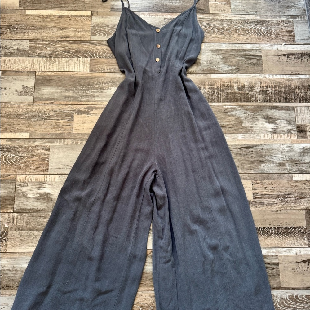 Charcoal Grey Jumpsuit with Button Detail